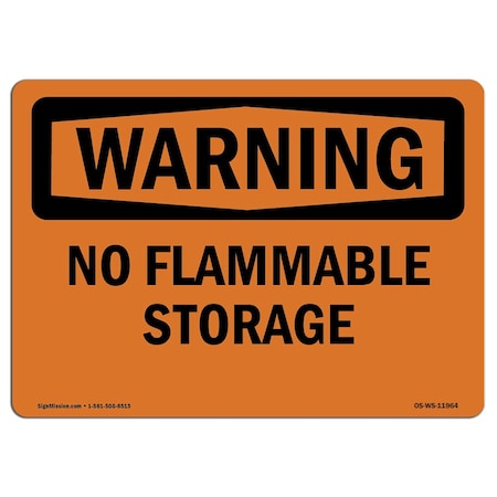 Signmission Safety Sign, OSHA WARNING, 3.5" Height, 5" Width, No Flammable Storage, Landscape OS-WS-D-35-L-11964